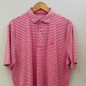 johnnie-O Performance Jersey Polo Men’s Large Red/Pink Stripe